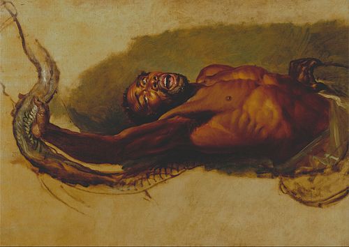 Man Struggling with a Boa Constrictor, Study for "Liboya Serpent Seizing its Prey", 1803, James Ward