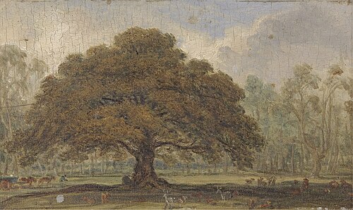 Landscape with Deer under "The Beggar's Oak", Dagot's Park..., 1825, James Ward