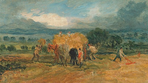 A Harvest Scene with Workers Loading Hay on to a Farm Wagon, 1800, James Ward