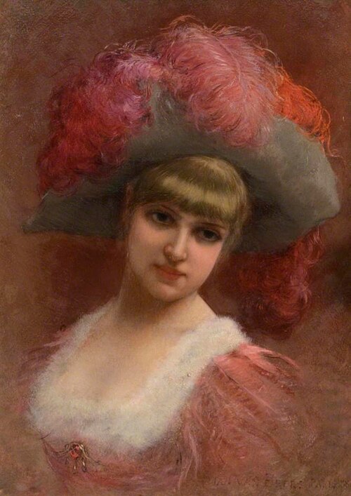 Young Lady in a Feather Hat, 1881, Jan Van Beers