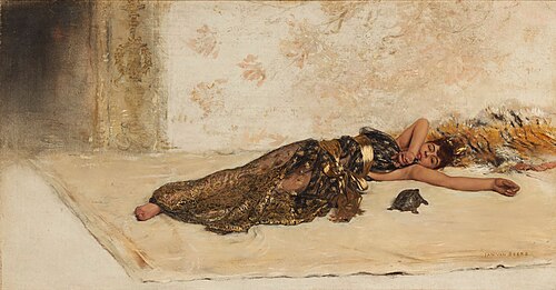 Lounging Odalisque with Turtle, 1893, Jan van Beers
