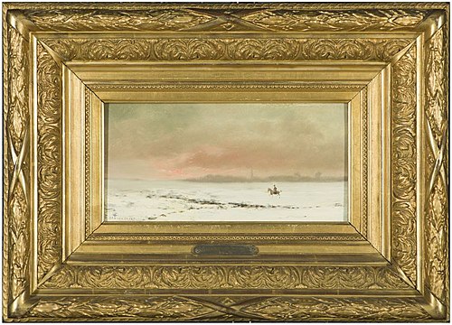 Vlak winterlandschap met sneeuw bedekt, 1899, Jan van Beers