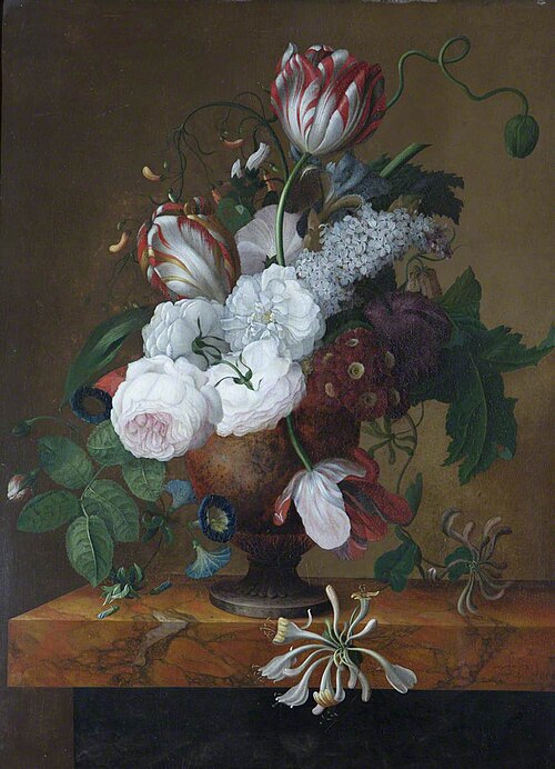 Tulips, Honeysuckle, Peonies and Roses in an Urn, 1816, Jan van Dael