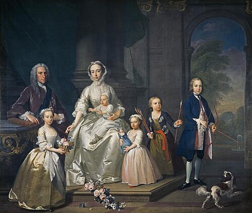 James Douglas, 14th Earl of Morton, 1702 - 1768, and his family, 1740, Jeremiah Davison