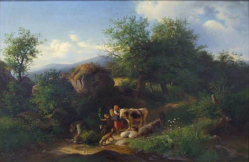 Rest at the creek, 1863, Albert Venus