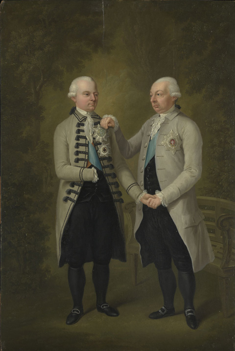 Markgraf Carl Friedrich von Baden und Erbprinz Carl Ludwig in Trauer über den Tod Caroline Luises, 1783, Heinrich Freudweiler