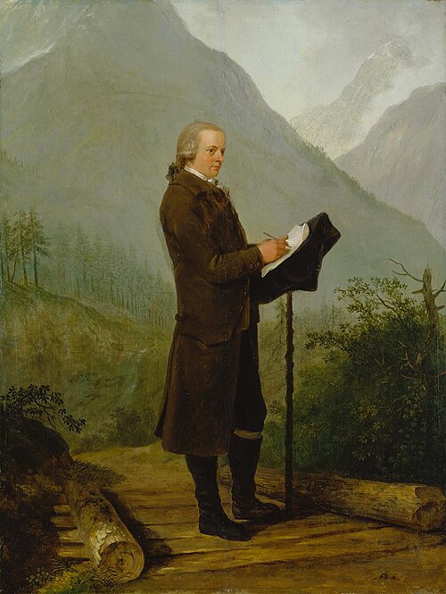 Ludwig Hess im Gebirge zeichnend, 1792, Heinrich Freudweiler