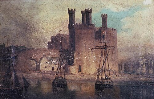 Caernarfon Castle, 1846, Hugh Hughes