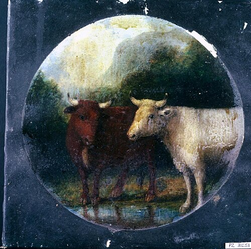 Cattle in mountain landscape, 1861, Hugh Hughes