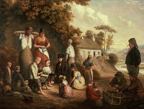 Coracle makers, 1842, Hugh Hughes