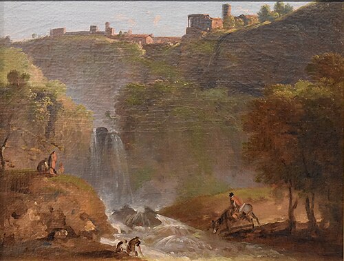 Les Cascatelles de Tivoli avec figures esquissées, 1800, Jean Antoine Constantin