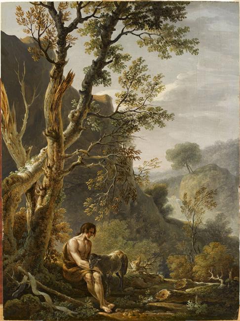 Paysage vallonné avec saint Jean-Baptiste et agneau, , Jean Antoine Constantin