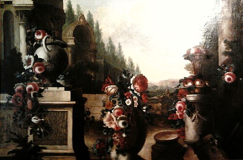 Flowers with landscape., , Jean-Baptiste Belin