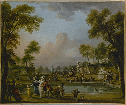 La charge du prince de Lambesc dans le jardin des Tuileries, le 12 juillet 1789, 1789, Jean-Baptiste Lallemand