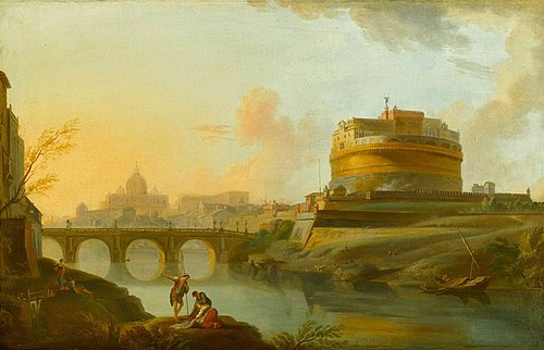 Le Château et le pont Saint-Ange, 1750, Jean-Baptiste Lallemand