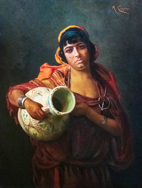 Jeune tunisienne à la jarre, 1900, Michele Cortegiani