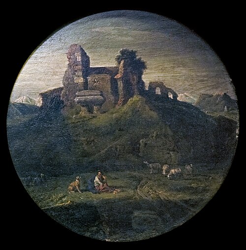 Paysage avec bergère et tombeau dans des ruines, 1700, Henry Ferguson