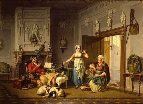 Interieur met zieke man, 1822, Pieter Fontijn
