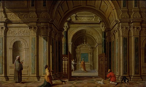 The archangel Gabriel appearing to Zacharias, 1625, Nicolas de Gyselaer