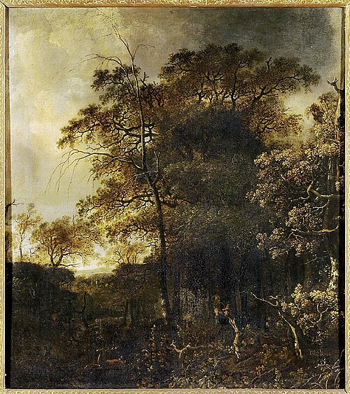Forest landscape with huntsmen, , Jan Looten