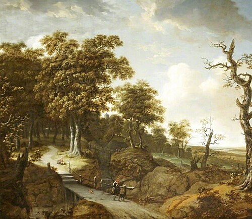 Wooded Landscape with a Bridge, 1673, Jan Looten