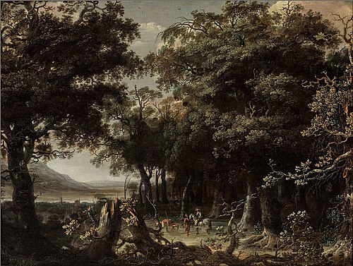 Forest View with Falconer, 1658, Jan Looten