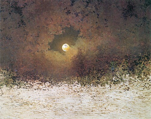 Mondlandschaft mit bewölktem Himmel, 1850, Adalbert Stifter
