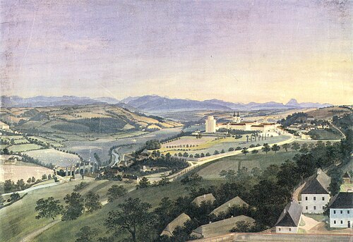 Blick auf Kremsmünster und Umgebung, , Adalbert Stifter