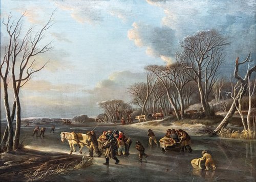 Voyageurs en traîneau sur une rivière en Hollande, 1656, Andries Vermeulen