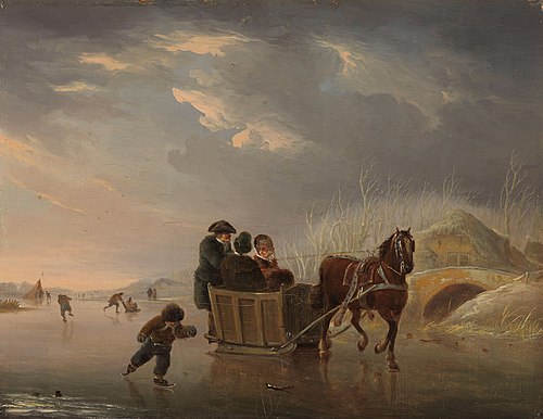 Winter Scene (Horse-Sleigh on the Ice), 1802, Andries Vermeulen