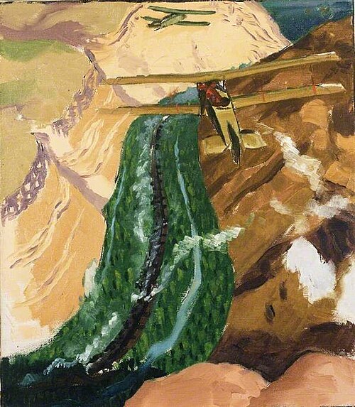 Two British Planes Attacking the Turkish Army Corps in the Gorge of the Wadi Baroda, Lebanon, 30 Sep, 1919, Sydney William Carline