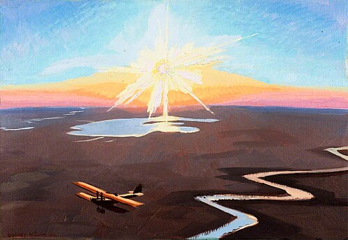 Flying over the Desert at Sunset, Mesopotamia, 1919, Sydney William Carline