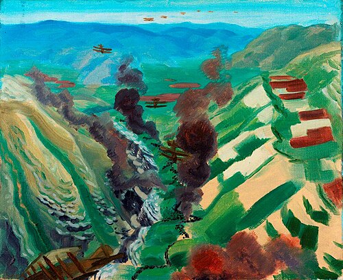 Study for 'The Destruction of the Turkish Transport in the Gorge of the Wadi Fara, Palestine', 1919, Sydney William Carline