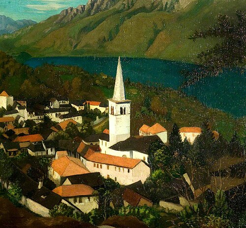 Village by Lake Orta, Italy, , Sydney William Carline