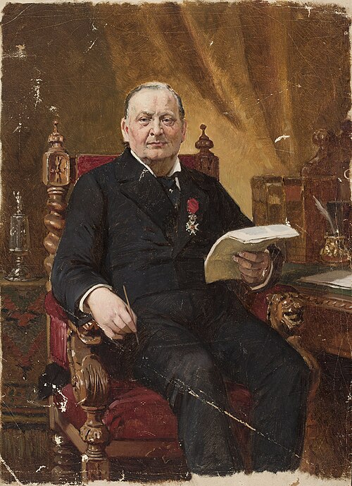 Portrait of a man in an armchair with papers in his hand, , Jean Lulvès