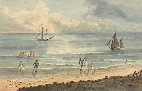 On the Sands at Brighton: Figures Walking on the Shore, , John Colley Nixon