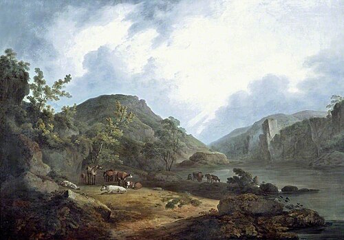 Mountain Landscape with Cattle and Resting Herdsman, 1788, John Rathbone
