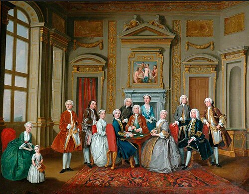 A Family Group in a Palladian Interior, 1740, Joseph Frans Nollekens