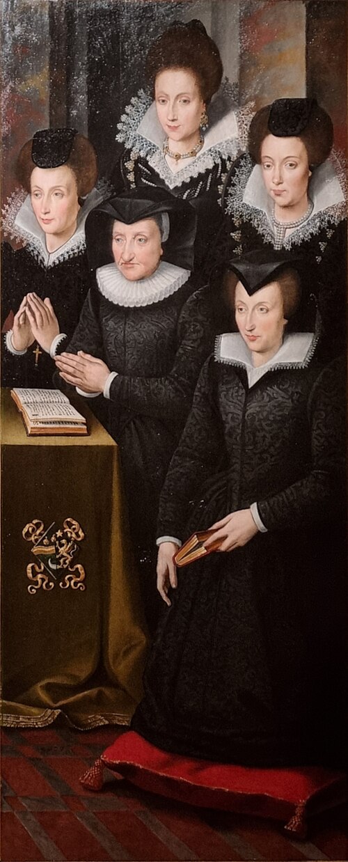 Denise Barjot, femme du conseiller au Parlement de Bourgogne Claude Bretagne, et ses filles, 1600, Nicolas de Hoey