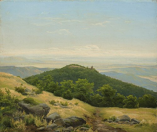 Landscape with wooded hilltop, , Heinrich Brandes