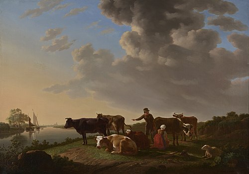 Landschap met koeien aan de bocht van een rivier, 1816, Gillis Smak Gregoor