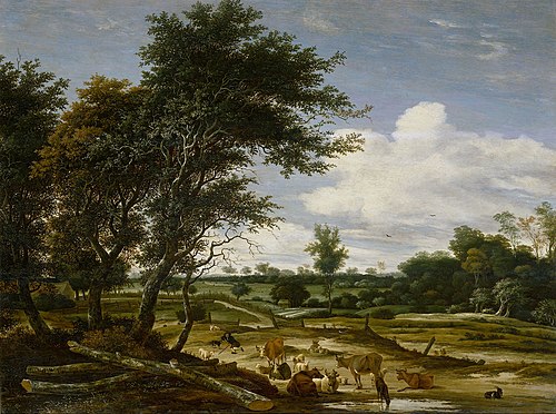 Landscape with herdsmen and cattle, 1665, Jacob Salomonsz. van Ruysdael