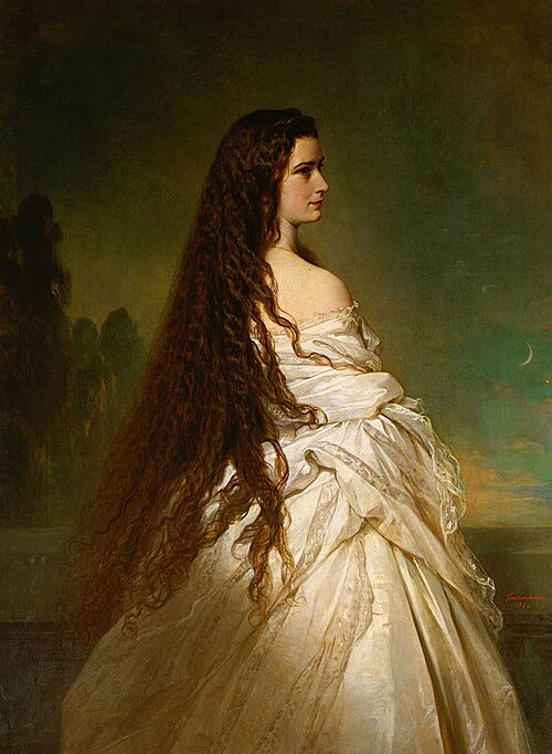 Empress Elisabeth of Austria with loosened hair, knee piece, 1864, Franz Xaver Winterhalter