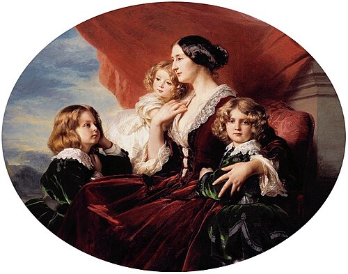 Portrait d'Eliza Krasińska avec ses enfants., 1853, Franz Xaver Winterhalter