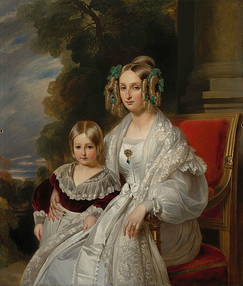 Louise, Queen of the Belgians with Leopold, Duke of Brabant, later Leopold II, King of the Belgians, 1838, Franz Xaver Winterhalter