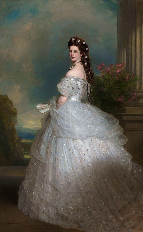 L'impératrice Elisabeth en robe de bal avec des étoiles de diamant dans les cheveux, 1865, Franz Xaver Winterhalter