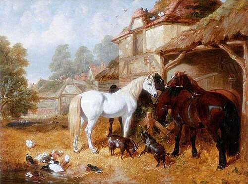 Horses in a Farmyard, 1845, John Frederick Herring, Sr.