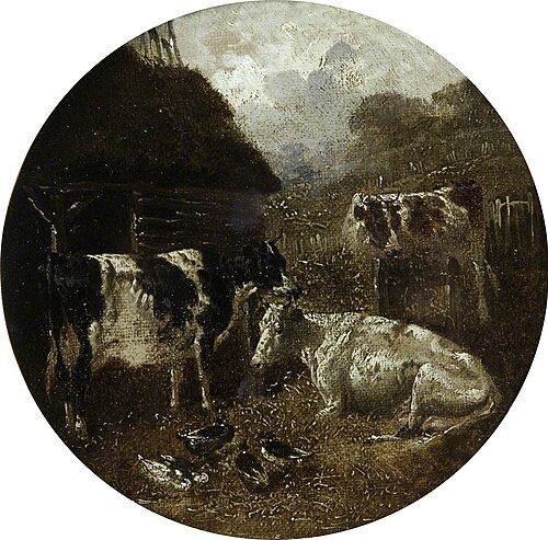 Eight Circular Farmyard Scenes: Cows, , John Frederick Herring, Sr.