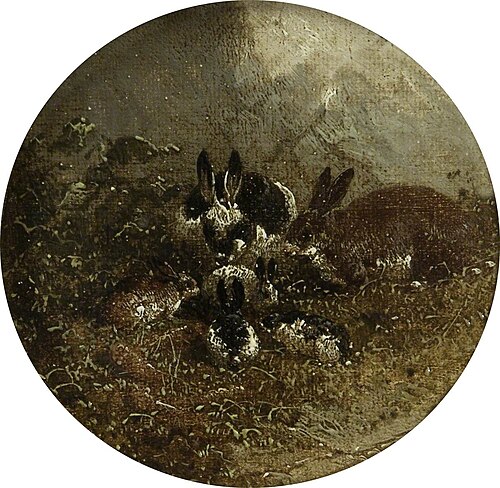 Eight Circular Farmyard Scenes: Rabbits, , John Frederick Herring, Sr.