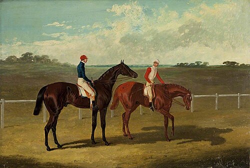 Two Racehorses – 'Charles XII' and 'Euclid' – with Jockeys, 1840, John Frederick Herring, Sr.